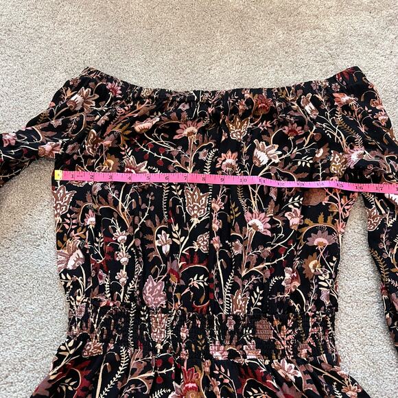 Free People Women's Longsleeve Romper with Shorts Black Floral Size‎ M - Picture 7 of 8